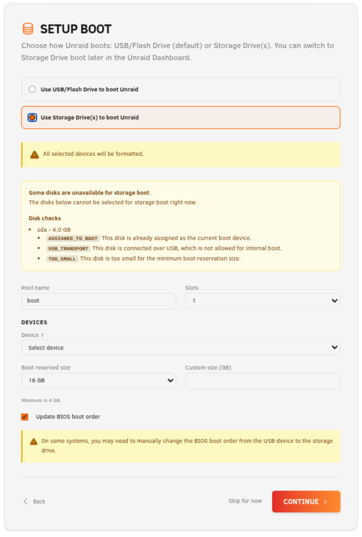 Paso 3: Arranque interno
